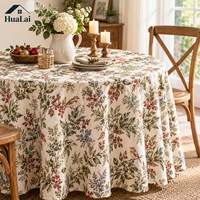 Nappe ronde en polyester imprimée sur mesure, style faux lin épais, pour décoration de table à domicile ou de banquet, 120 pouces, fabrication OEM.