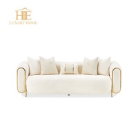 Chaises de salon modernes de luxe, durables, à coins carrés, rembourrées en mousse, en tissu confortable, avec pieds en acier inoxydable doré – Offre Spéciale