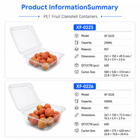 Boîte alimentaire en PET transparent en gros, 250 ml, 500 ml, pour salades et fruits à emporter, certifiée BRC ISO