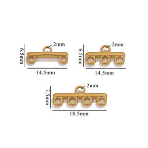 Barras Conectoras Espaciadoras de Acero Inoxidable con Baño de Oro PVD de 3 Orificios para Fabricación de Joyería DIY |   Componentes Duraderos Que No Se Deslustran - Product Image 3