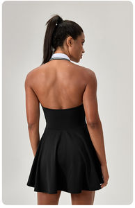 فستان تنس رياضي خارجي عالي الجودة من الشركة المصنعة، بياقة مقلوبة وتصميم متباين مع ظهر مكشوف، مناسب لليوغا والجري والجولف والتنس - Product Image 6