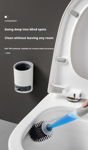 Wholesale Water Spray Silicone Toilet <b>Brush</b> Long Handle Refillable With Wall-Mounted Bathroom Cleaning Accessories - Product Image 4