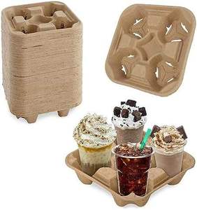 Porte-gobelets à café jetables en papier couché personnalisé, écologique et recyclable, pliables et empilables, plateaux de service alimentaire Huitianchen - Product Image 2
