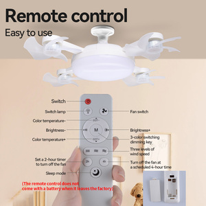 Ventilador de techo moderno para Dron, 45cm, habitación interior, ventilador de techo de hotel <span class=keywords><strong>con</strong></span> luces, 3 velocidades de viento, ventilador de techo LED inteligente, lámpara E27 <span class=keywords><strong>con</strong></span> control remoto - Product Image 2