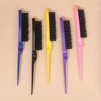Brosse démêlante professionnelle 3 rangées en nylon pour coiffure, brosse à queue de rat en ABS pour le volume et le massage du cuir chevelu, pour femmes et salons de coiffure