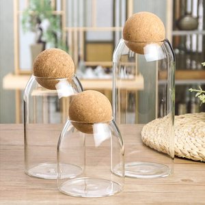 <span class=keywords><strong>Set</strong></span> di Barattoli in Vetro Trasparente Moderni e di Lusso 500ml 800ml 1200ml Ermetici con Coperchio in Sughero per Conservazione Alimenti Freschi - Product Image 1