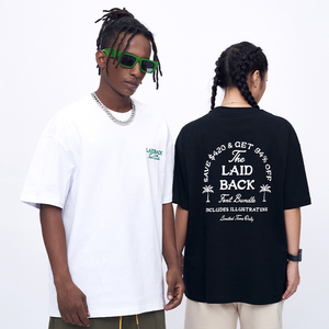 T-shirt all'ingrosso con logo personalizzato in cotone 100% alla moda girocollo oversize Hip-pop sportivo bianco nero t-shirt da uomo - Product Image 1