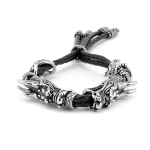 Bracciale da uomo di lusso semplice stile Dragon Series Design originale pistola nera colore tendenza a caldo in acciaio inox maglia a catena animale - Product Image 1