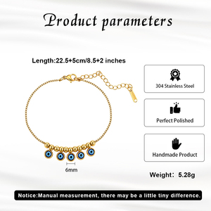 Refined 18K Gold Plated Stainless Steel <b>Anklet</b> With Shell Evil Eyes Charm Box Chain <b>Bracelet</b> Jewelry For Women - Product Image 4
