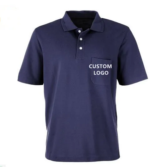 Camisa de polo de pique de algodão 100% personalizada com bolso