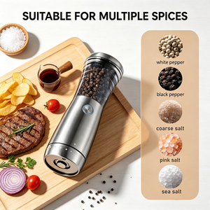 Molinillo de Sal Recargable de Gran Capacidad de 165 ml, Molinillo de Pimienta de Acero Inoxidable Premium con Luz LED - Product Image 2