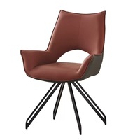 Chaise de salle à manger pivotante et inclinable de style minimaliste moderne, revêtement en lin avec pieds en métal robuste pour la maison et le bureau