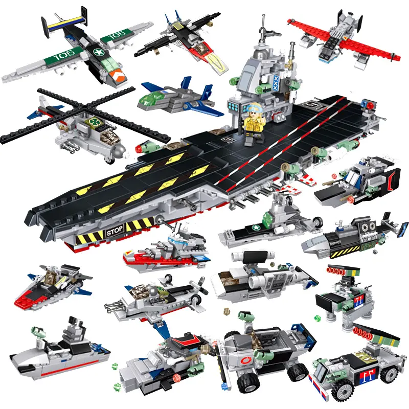Wholesale 3D Kids DIY Construction Educational Bricks Military Cruiser Building Blocks Toys Set