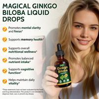 Lenm 60ml Veganes Natürliches Ginkgo Biloba Blattextrakt Nahrungsergänzungsmittel Gehirn- & Konzentrationsunterstützung Ginkgo Biloba Flüssige Tropfen für Männer & Frauen
