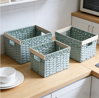 Paniers de rangement carrés en rotin PE avec poignées, petits, écologiques, modernes, pour armoire, boîtes de rangement polyvalentes pour jouets, maison, aliments