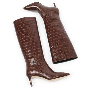 WETKISS Chaussures de marque personnalisées pour femmes, bottes montantes sexy, marron, <span class=keywords><strong>croco</strong></span>, mollet large pour femmes - Product Image 3