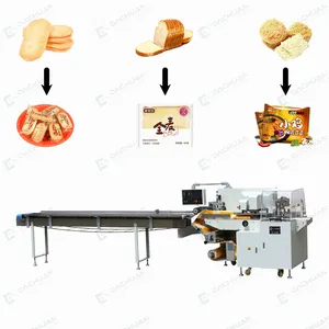 Máquina automática de envoltura Horizontal, DF450WX, Rollo duro, sándwich/galleta, embalaje de papel, 120-450mm, 900