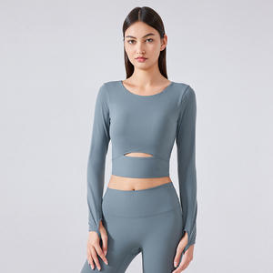 <span class=keywords><strong>Camiseta</strong></span> Deportiva de Manga Larga Transpirable y sin Costuras para Mujer, Talla Grande, para Correr al Aire Libre, Yoga, Modelo S2032, Novedad de 2024 - Product Image 1