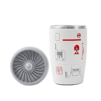 350ml 비 유출 비 가을 스테인레스 스틸 흡입 Aeroengine 모양 컵 사용자 정의 인쇄 커피 우유 마시는 머그잔 텀블러
