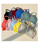 Soutien-gorge de sport sans couture, léger, réversible, à séchage rapide, à haute élasticité, anti-choc, dos croisé, sans dos, pour femmes, OEM, nouveau modèle populaire