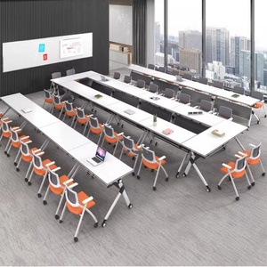 Tavolo da conferenza pieghevole con ruote mobile ufficio scrivania pieghevole sala riunioni tavolo per la scuola di uso seminario - Product Image 2