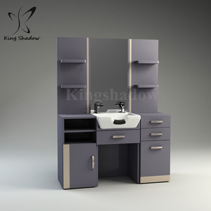 Özelleştirilmiş saç Salon ekipmanları Salon istasyonları <span class=keywords><strong>Vintage</strong></span> berber salonu mobilya ve stilist ayna istasyonu ile lavabo - Product Image 1