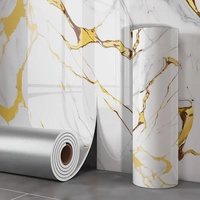 Carrelage PVC Géométrique Moderne Doré Auto-adhésif Imperméable Anti-huile Anti-salissure pour Hôtel Salle de Bain Salon