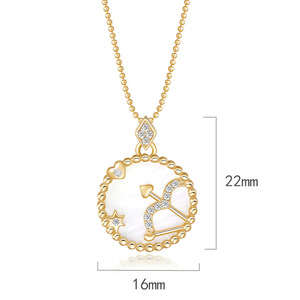 Sagittarius dodici Round S925 collana in argento Sterling per le donne ciondolo a conchiglia con pietra di zircone elegante catena gioielli - Product Image 1
