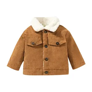 Cardigan d'hiver coréen élégant en velours côtelé pour enfants manteaux et vestes pour garçons et filles