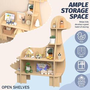 Étagère à livres en bois pour enfants Montessori à 4 niveaux avec fonctionnalités pour l'école et la salle de bain, rangement pour jouets - Product Image 4