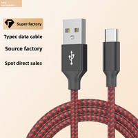Câble de charge rapide et de transfert de données USB-A vers Type-C en nylon tressé 10W 2A pour iPhone Samsung, fabriqué en usine