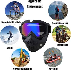 نظارات واقية للدراجات النارية وركوب الدراجات على الطرق الوعرة والرياضات الخارجية، قناع كامل للوجه، نظارات تكتيكية مضادة للضباب وحماية من الأشعة فوق البنفسجية UV400، خفيفة الوزن - Product Image 6