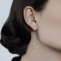Boucles d'oreilles pendantes en argent sterling 925 plaqué rhodium, géométriques, circulaires, avec pampilles en zircon, minimalistes, bijoux pour femmes, cadeau, à porter au quotidien