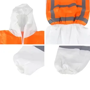OEM ODM Disposable Coverall Type 5/6 Full Body Suit Disposable Isolation Clothing With Hooded Elastic Cuff