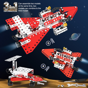 3-in-1 <strong>Puzzle</strong> Metal Assembly <strong>Nut</strong> Spacecraft Airplane Battleship DIY Student Teaching Aid Assembly Metal Model Kit 3D <strong>Puzzle</strong> - Product Image 4