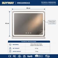 Holly Wood Large LED Makeup Mirror 58x43cm Smart Touch 3-Color USB Rechargeable Metal Frame Custom Logo Vanity Espelho Maquiagem