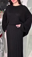 Ensemble de vêtements islamiques Y302, élégant, respirant, tricot texturé, ensemble robe 2 pièces, jupe longue évasée, abaya modeste