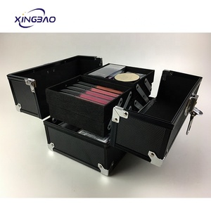 Профессиональный Регулируемый футляр для косметики с 4 лотками, косметички, органайзер для хранения макияжа с замком и черным - Product Image 4