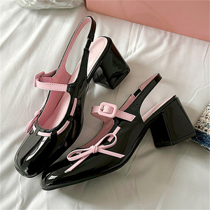 Sandalias de tacón de copa de vino con correa al tobillo y diseño de punta para niñas, estilo champán, nueva moda 2025 para verano - Product Image 6