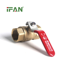 IFAN Vanne à boisseau sphérique en laiton forgé, filetage femelle, manche long rouge, pour gaz et eau, disponible en diverses tailles de 1/2'' à 2''