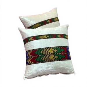 Nouvelle Housse de Coussin Carrée en Velours Brodé, Style Vintage, Motif Traditionnel Éthiopien, Érythréen, Tigray, Oromia, pour la Maison - Product Image 2