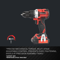 Perceuse sans fil 20V 511208 avec couple de 45 N.m, 2 vitesses, mandrin sans clé de 1/2 pouce pour métal, bois, béton