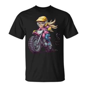 Camiseta de moto de cross para niñas con diseño de dibujos animados para niños y adolescentes - Product Image 1