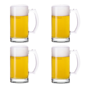 Chope à bière en verre 500 ml à base épaisse et robuste, avec poignée, transparente, de qualité supérieure - Product Image 1