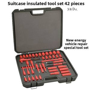 Jeu d'outils en acier au carbone isolé <span class=keywords><strong>AIGLE</strong></span> pour BYD Dolphin Hatchback 2021-Outil d'entretien de véhicule à énergie nouvelle de style valise rouge - Product Image 2