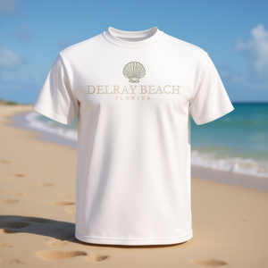 T-shirt Delray Beach Florida avec logo coquille blanche, taille adulte unisexe - Product Image 3