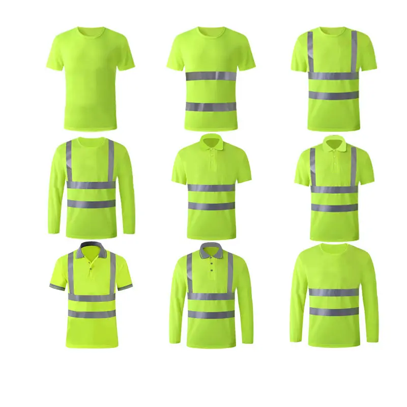 Benutzer definiertes Logo Atmungsaktiv Hohe Sichtbarkeit Sichtbar Reflektierende Sicherheits kleidung Tops Work Wear T-Shirt Hi Vis Langarm Polo-Shirts