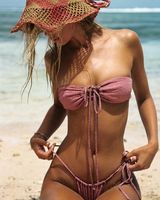 Ensembles deux pièces personnalisé pour femmes Bikini maillot de bain à lacets Maillot de bain de plage à la mode pour femmes Maillot de bain d'été