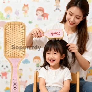 แปรงหวีผมแบบมีโลโก้สั่งทำพิเศษ แปรงหวีผมแบบมีเพชร แปรงหวีผมไม้สำหรับผู้หญิง แปรงหวีผมไม้ธรรมชาติ และหวีอะซิเตท - Product Image 5