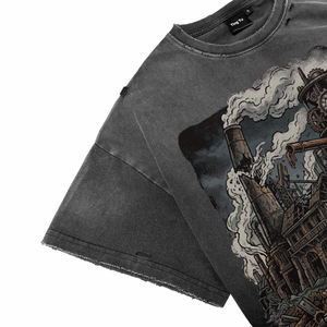 High Quality Vintage Graphic Print Men's Breathable T-Shirts Custom Acid Wash Distress Oversized Cotton Short Sleeve Tees - Product Image 4